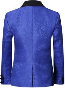 img 1 attached to 👔 Boyland Boys Tuxedo Suits Floral Jacquard 3 Pieces Slim Fit Shawl Lapel Tuxedo Jacket, Vest, and Pants Set for Party Wedding in White and Blue