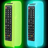 📺 glow in the dark green and sky silicone 2 pack remote case for samsung tv controller, bn59-01199f remote control cover - smart tv remote skin sleeve logo