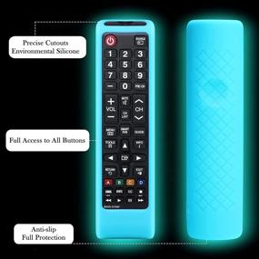 img 1 attached to 📺 Glow in The Dark Green and Sky Silicone 2 Pack Remote Case for Samsung TV Controller, BN59-01199F Remote Control Cover - Smart TV Remote Skin Sleeve