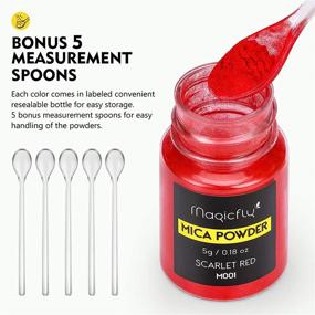 img 2 attached to 🌈 Magicfly 28 Colors Mica Powder: Colorant Paint & Dye for Epoxy Resin, Soap Making, Lip Gloss, Bath Bomb, Candle Making, Art Craft – Pigment Powder with 5 Spoons