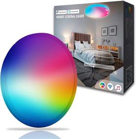 img 4 attached to 🔮 OHLUX 16Inch WiFi Smart Ceiling Lamp with Music Sync - Alexa & Google Home Compatible, 2400LM Superbright RGB Light for Bedroom, Living Room, Hallway - 24W Round