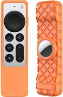 🍊 2021 apple tv 4k siri remote cover - seltureone 2 in 1 silicone protective case sleeve with holder for airtags and tv hd siri remote (2nd generation), shock absorption - vibrant orange logo