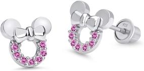 img 4 attached to Sterling Rhodium Zirconia Screwback Earrings for Girls' - Jewelry in Earrings