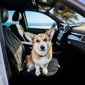 img 3 attached to 🐾 BarksBar Pet Front Seat Cover for Cars - Black, Non-Slip Backing with Anchors, Quilted, Padded, Long-Lasting Pet Seat Covers for Cars, Trucks & SUVs