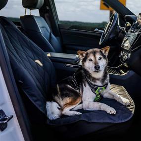 img 1 attached to 🐾 BarksBar Pet Front Seat Cover for Cars - Black, Non-Slip Backing with Anchors, Quilted, Padded, Long-Lasting Pet Seat Covers for Cars, Trucks & SUVs