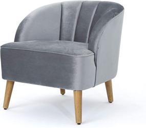 img 4 attached to 🪑 Stylish Amaia Modern Velvet Club Chair by Christopher Knight Home - Pewter/Walnut Delight