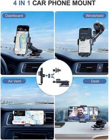 img 3 attached to 📱 Xooec High Temperature Friendly 4 in 1 Car Phone Holder Mount for Dashboard, Air Vent & Windshield - Universal Hands Free Stand for iPhone 12 11 Pro Max, Samsung Galaxy Note & S21 Ultra