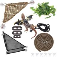 🦎 hamiledyi bearded dragon tank accessories: lizard hammock, climbing jungle vines, adjustable leash, bat wings, flexible reptile leaves with suction cups – reptile habitat decor for gecko, snakes, and chameleon logo