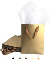 🎁 10 pack golden wide handle business heavy duty gift bags with tissue - perfect for gifting (gold, medium 11x7.8x3.9) logo