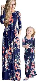 img 4 attached to 👗 Stylish WIWIQS Summer Boho Striped Chevron Maxi Dresses - Perfect for Moms and Kids