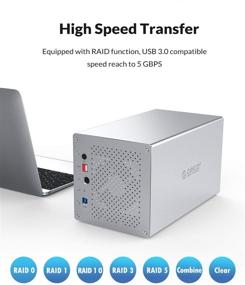 img 1 attached to 📦 ORICO 5 Bay Hard Drive Enclosure: 3.5inch Raid USB3.0 to SATA Aluminum External HDD/SSD Storage - Secure Data Backup Up to 80TB