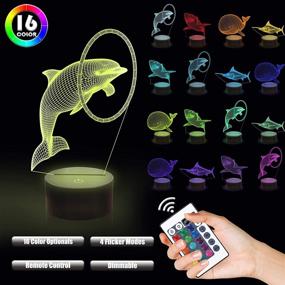 img 3 attached to 🐬 Lampeez Ocean Sea Animals 3D Lamp Kits: Dolphin, Marlin, Shark, Whale Night Light for Kids - 4 Patterns, Remote Control, 16 Colors Changing, Dimmable Function - Perfect Xmas Birthday Gifts for Boys and Girls