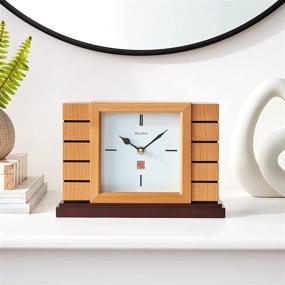 img 1 attached to 🕰️ Bulova B1659 Usonian II Frank Lloyd Wright Mantel Clock - Natural Finish with Walnut Stain Base