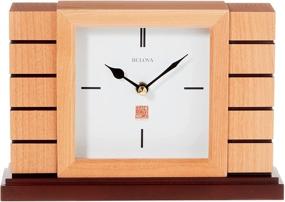 img 3 attached to 🕰️ Bulova B1659 Usonian II Frank Lloyd Wright Mantel Clock - Natural Finish with Walnut Stain Base