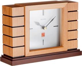 img 4 attached to 🕰️ Bulova B1659 Usonian II Frank Lloyd Wright Mantel Clock - Natural Finish with Walnut Stain Base