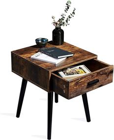 img 2 attached to 🛏️ TianLang Industrial Nightstand Bed Side Table: Stylish Retro Brown Design for Bedroom and Living Room