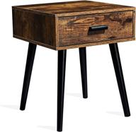 🛏️ tianlang industrial nightstand bed side table: stylish retro brown design for bedroom and living room logo