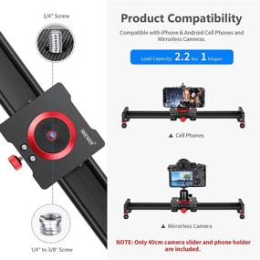 img 3 attached to Neewer Camera Slider Dolly Rail, 16-inch/40cm, Aluminum Alloy with 4 Bearings, Compatible with iPhone 13 Series, Android Phones, Mirrorless Cameras, Max Load 2.2lbs/1kg