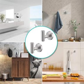 img 1 attached to 🛀 2 Pack of Brushed Nickel Shower Towel Hooks - Wall Mounted Hand Towel Hook with Amazing Force for Bathroom