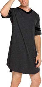 img 3 attached to 👕 Comfy & Stylish Ekouaer Men's Grey Cotton Nightshirt - Perfect Men's Nightwear