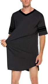 img 4 attached to 👕 Comfy & Stylish Ekouaer Men's Grey Cotton Nightshirt - Perfect Men's Nightwear