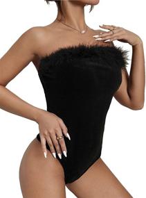 img 4 attached to SheIn Sleeveless Strapless Bodysuit Jumpsuit Women's Clothing for Jumpsuits, Rompers & Overalls