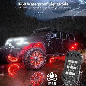 img 1 attached to 🚗 CT CAPETRONIX RGB светодиодные подсветки Rock Lights для грузовиков - 4 комплекта с подложками с приложением/1-кнопочным переключателем/RF-пультом дистанционного управления, функцией синхронизации, режимом музыки - Водонепроницаемость IP68 для автомобилей, ATV, RZR, UTV, внедорожники