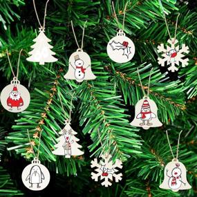 img 1 attached to 🎄 Fun and Festive: 40Pcs DIY Christmas Ornaments Craft for Kids - Unfinished Wooden Slices with Hole for Hanging Decorations - Wood Christmas Slices for Kids to Paint