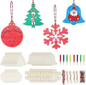 img 4 attached to 🎄 Fun and Festive: 40Pcs DIY Christmas Ornaments Craft for Kids - Unfinished Wooden Slices with Hole for Hanging Decorations - Wood Christmas Slices for Kids to Paint