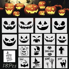 img 4 attached to 🎃 Пластиковые шаблоны для Хэллоуина - 13 штук размером М и 5 штук размером L с изображением тыквы для рисования, росписи, поделок, вырезания и аэрографии