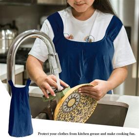img 2 attached to Kitchen Cooking Aprons Pockets Darkblue