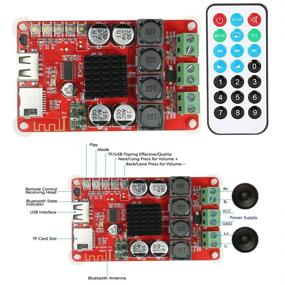 img 4 attached to 🔊 Высококачественная плата цифрового усилителя с Bluetooth и пультом дистанционного управления - DAOKI TPA3116 2X50W Аудиоприемник с поддержкой TF-карты/флэш-накопителя и FM-радио