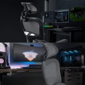 img 3 attached to 🪑 ErgoRo Ergonomic Office Chair with 3D Adjustable Armrests, Memory Foam Armrest Pads, Lumbar Support - Executive Gaming Desk Chair, Mesh Computer Chair (Grey)