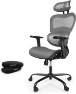 🪑 ergoro ergonomic office chair with 3d adjustable armrests, memory foam armrest pads, lumbar support - executive gaming desk chair, mesh computer chair (grey) логотип