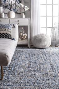 img 2 attached to 🏠 Stylish nuLOOM Hand Braided Otelia Denim and Jute Runner Rug, 2' 6" x 12' for Home Décor