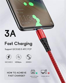 img 2 attached to Быстрый зарядный кабель USB Type C 3A [2 шт., 10фт] - Красный плетеный кабель USB-A к USB-C совместимый с Samsung Galaxy S10 S9 S8 S20 Plus A51 A11, Note 10 9 8, контроллером PS5 - Кабель зарядки HOINZN USB C