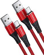 быстрый зарядный кабель usb type c 3a [2 шт., 10фт] - красный плетеный кабель usb-a к usb-c совместимый с samsung galaxy s10 s9 s8 s20 plus a51 a11, note 10 9 8, контроллером ps5 - кабель зарядки hoinzn usb c логотип