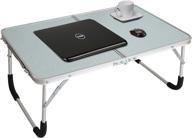 📚 silvery foldable laptop table & bed desk with inner storage space - lightweight portable mini picnic table, breakfast serving bed tray logo