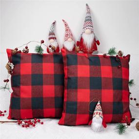 img 1 attached to 🎄 Ouddy Christmas Pillow Covers 18x18 - Black Red Buffalo Plaid Christmas Decorations - Holiday Farmhouse Check Throw Pillow Covers for Sofa Couch - Home Decorative Accessories