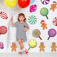 🍭 colorful christmas candy land theme party decorations: 40-piece peppermint, gingerbread, and lollipop cutouts for bulletin board, birthday, and wedding decor logo