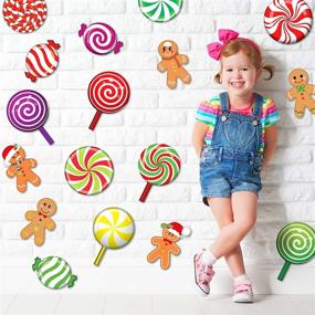 img 1 attached to 🍭 Colorful Christmas Candy Land Theme Party Decorations: 40-Piece Peppermint, Gingerbread, and Lollipop Cutouts for Bulletin Board, Birthday, and Wedding Decor