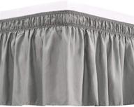🛏️ rimela silver gray bed skirt: elastic dust ruffles, wrinkle & fade resistant, easy install - queen size 15 inch drop logo