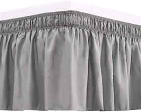 img 4 attached to 🛏️ RIMELA Silver Gray Bed Skirt: Elastic Dust Ruffles, Wrinkle & Fade Resistant, Easy Install - Queen Size 15 Inch Drop