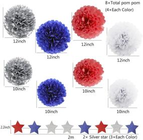 img 3 attached to 🎉 30pcs Navy Blue Red Silver White Patriotic Tissue Paper Pom Pom Tassel Garland by HEARTFEEL - Party Decorations