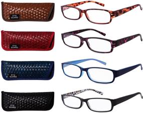 img 4 attached to 😎 Stylish and Sleek Ladies' Reading Glasses - 4 Pack of EYEGUARD Thin Frame Readers with Beautiful Patterns, Strength 2.50