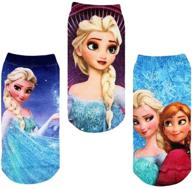 frozen elsa & anna socks 4 pairs: top-quality frozen-themed footwear for fans logo