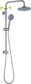 img 2 attached to 🚿 Contemporary Brushed Nickel Slide Bar Shower Set with Adjustable Slide Bar, 8'' Shower Head, Hand Held Shower and Diverter Body - 5-Function, Shower Trim Kit