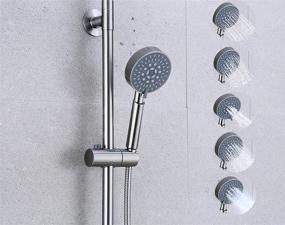 img 1 attached to 🚿 Contemporary Brushed Nickel Slide Bar Shower Set with Adjustable Slide Bar, 8'' Shower Head, Hand Held Shower and Diverter Body - 5-Function, Shower Trim Kit