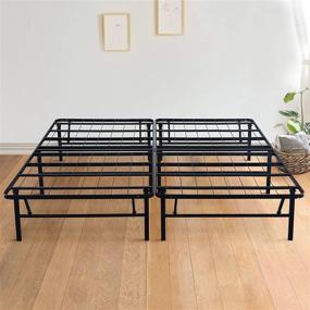 img 4 attached to 🛏️ Olee Sleep 14 Inch Foldable Dura Metal Platform Bed Frame, Full Size, Black - Comfort Base with Under-Bed Storage