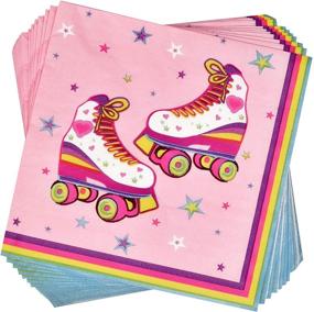 img 3 attached to 🛼 Roller Skating Party Supplies Tableware Set - 24 Disposable Dinner Plates (9"), 24 Plates (7"), 24 Cups (9 Oz), and 50 Lunch Napkins - Perfect for Girls, Teens, Retro Themed Roller Skate Birthday Party Decorations